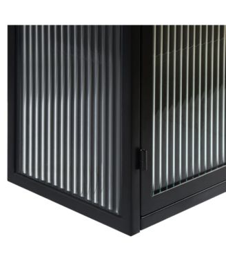 27.56" Two-Door Wall Cabinet with Glass Doors and Three-Tier Storage for Entryway, Living Room, or Bathroom