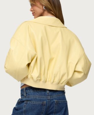 Women's Zayna Cropped Faux Leather Bomber Jacket
