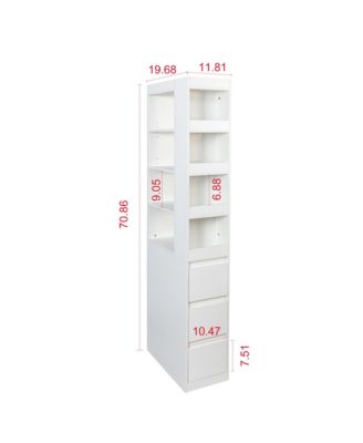 70.87" H Display Storage Cabinet with 4-Tier Shelves, 3 Side Drawers, and 4 Small Display Shelves for Home