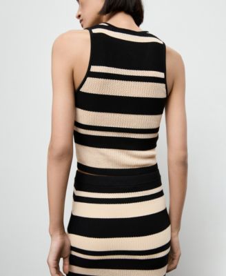 Women's Stripes Knitted V-Neck Top