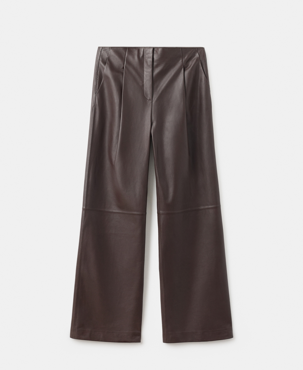 Mango 100% Leather Straight-leg Trousers Brown In Brown