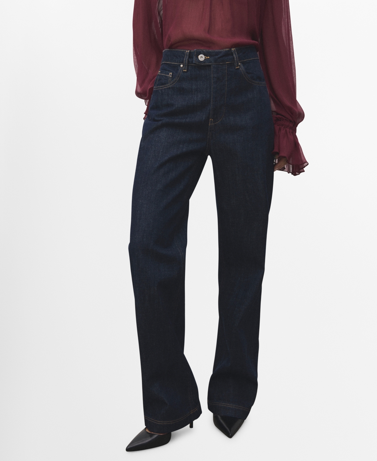 Mango Straight Leg Jeans In Blue