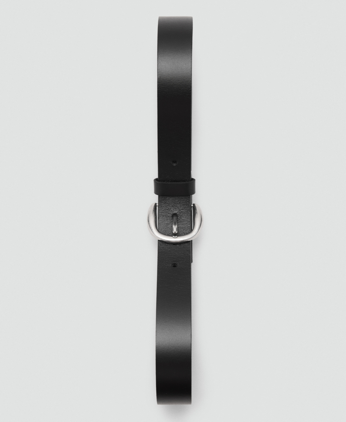 Mango Round Buckle Leather Belt In Black