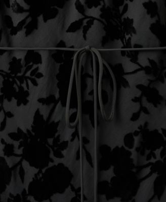 Women's Bell Sleeves Floral Jacquard Dress