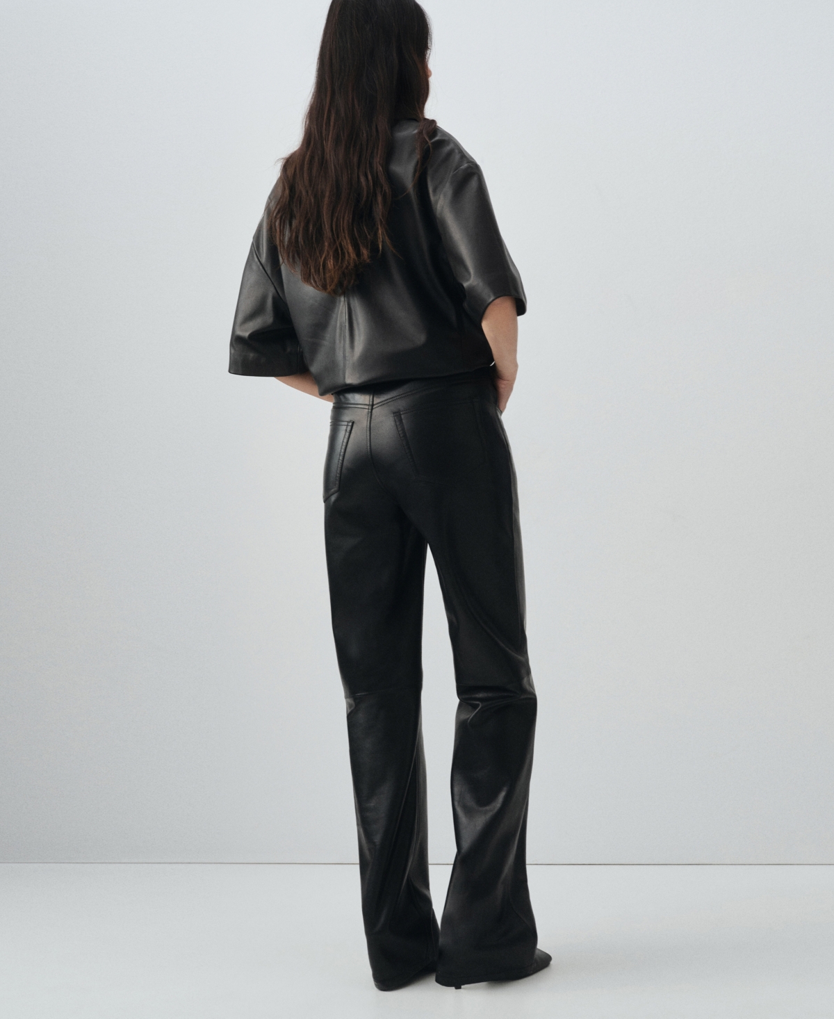 Mango Women's Leather Straight-Leg Pants