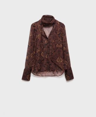 MANGO - Women's Foulard Paisley-Print Blouse
