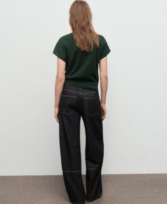 Women's Draped Neckline Short-Sleeved Top