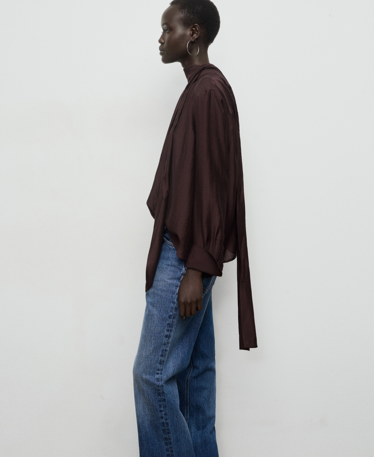 Mango Women's Foulard Textured Blouse In Brown