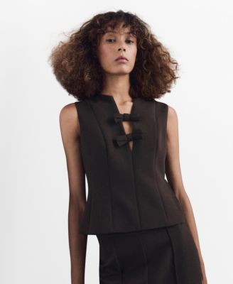 MANGO - Women's Bows Detail V-Neck Blouse