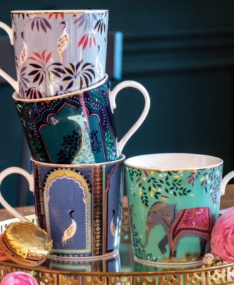 Sara Miller India Mug and Coaster 8-Pc. Set, Service for 4