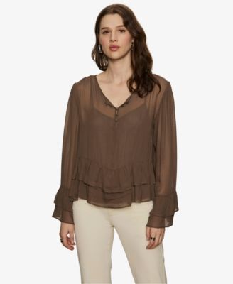 Women's Ruffled Long-Sleeve Blouse