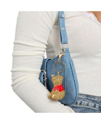 Gold Tone With Red Enamel , Winnie The Pooh Crystal Keychain