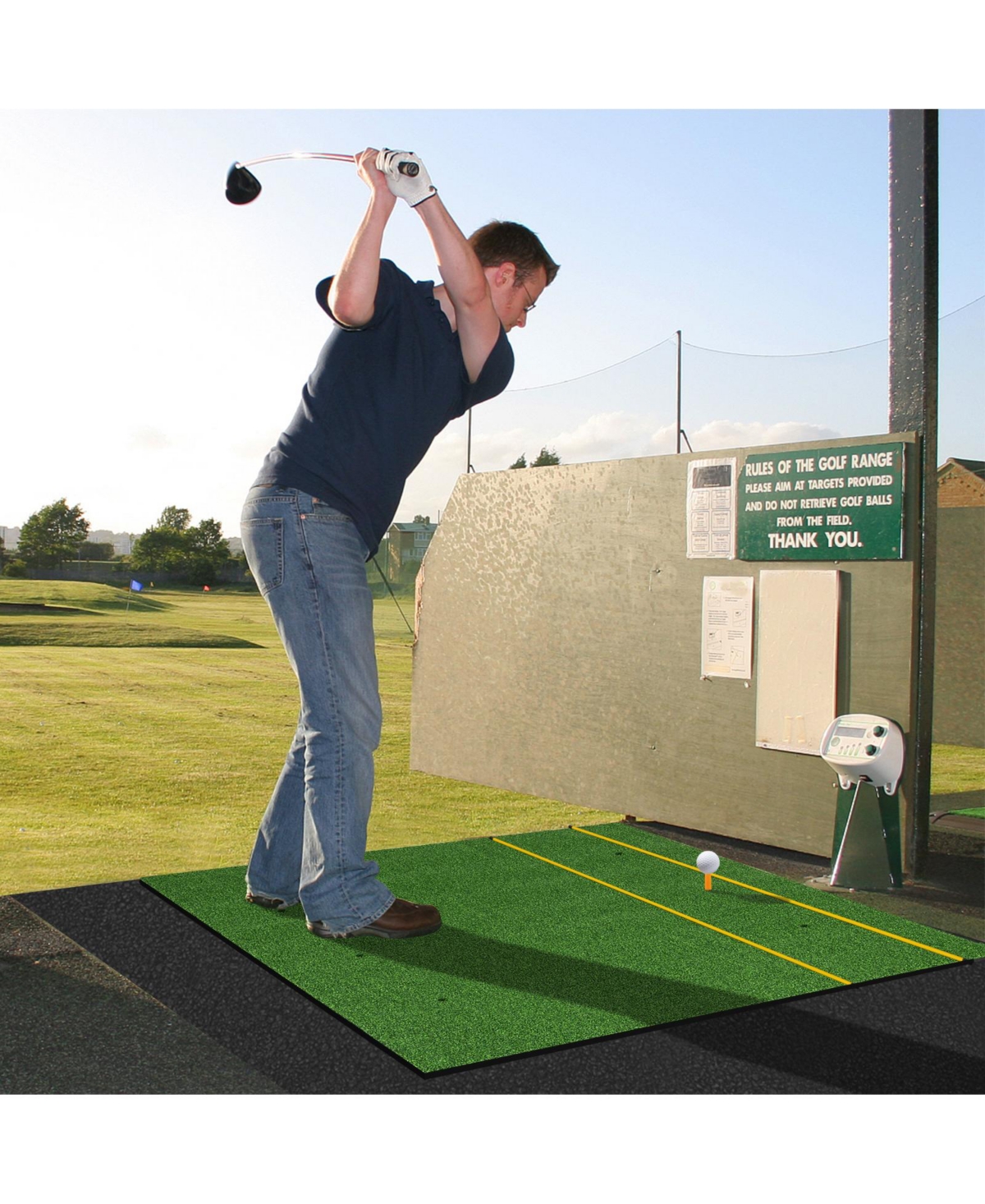 Skonyon 5 x 3 ft Artificial Turf Grass Practice Mat for Indoors and Outdoors-32mm