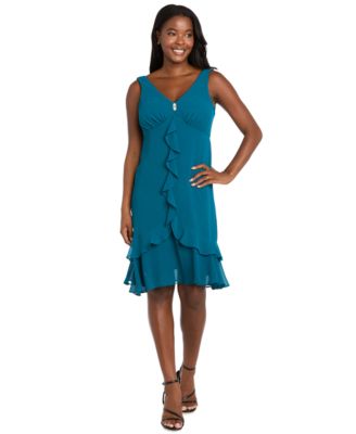 Women's 2-Piece Ruffle Detail Dress with Capelet