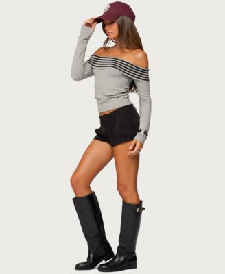 Women's Leetal Stripey Foldover Knit Top