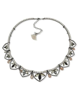 lonna & lilly - Glass Stone Mixed Metal Drop Frontal Necklace
