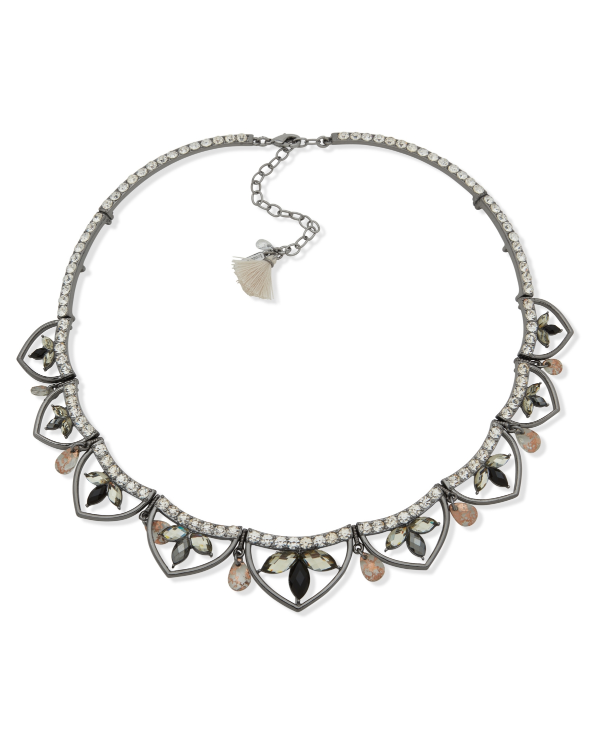 lonna & lilly Glass Stone Mixed Metal Drop Frontal Necklace