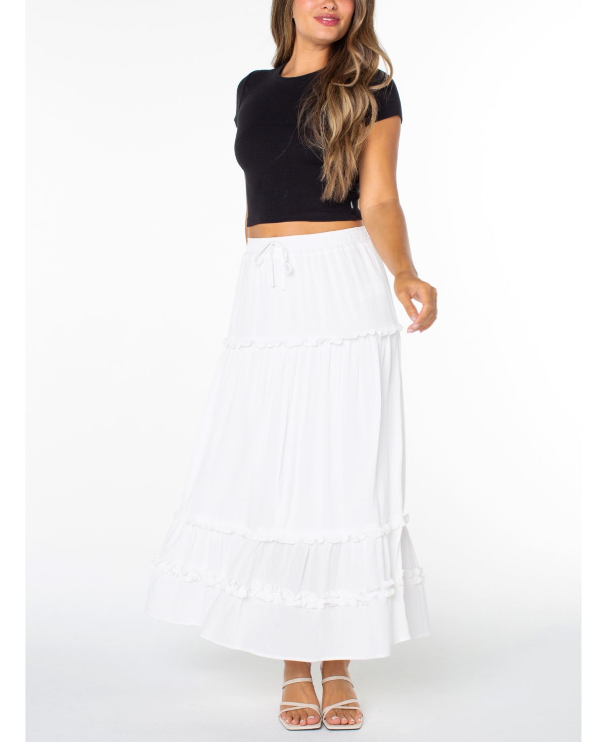 Celebrity Pink Juniors' Ruffle-tier Maxi Skirt In White