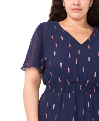 Plus Size Smocked Waist Clip Maxi Dress