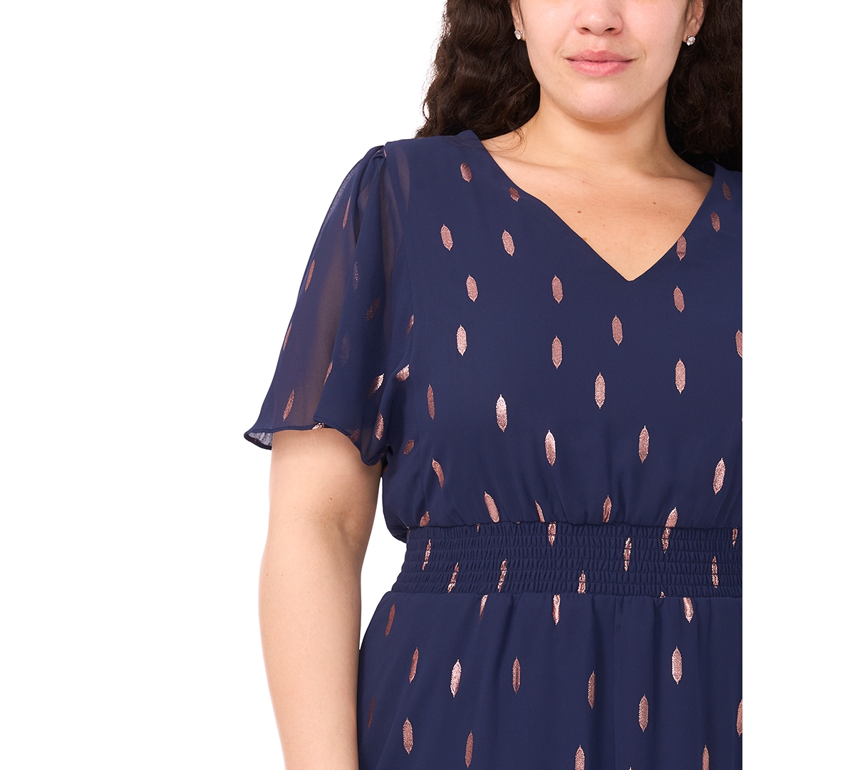 Msk Plus Size Smocked Waist Clip Maxi Dress In Blue