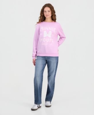 Juniors' Embellished Minnie Mouse Crewneck Sweatshirt