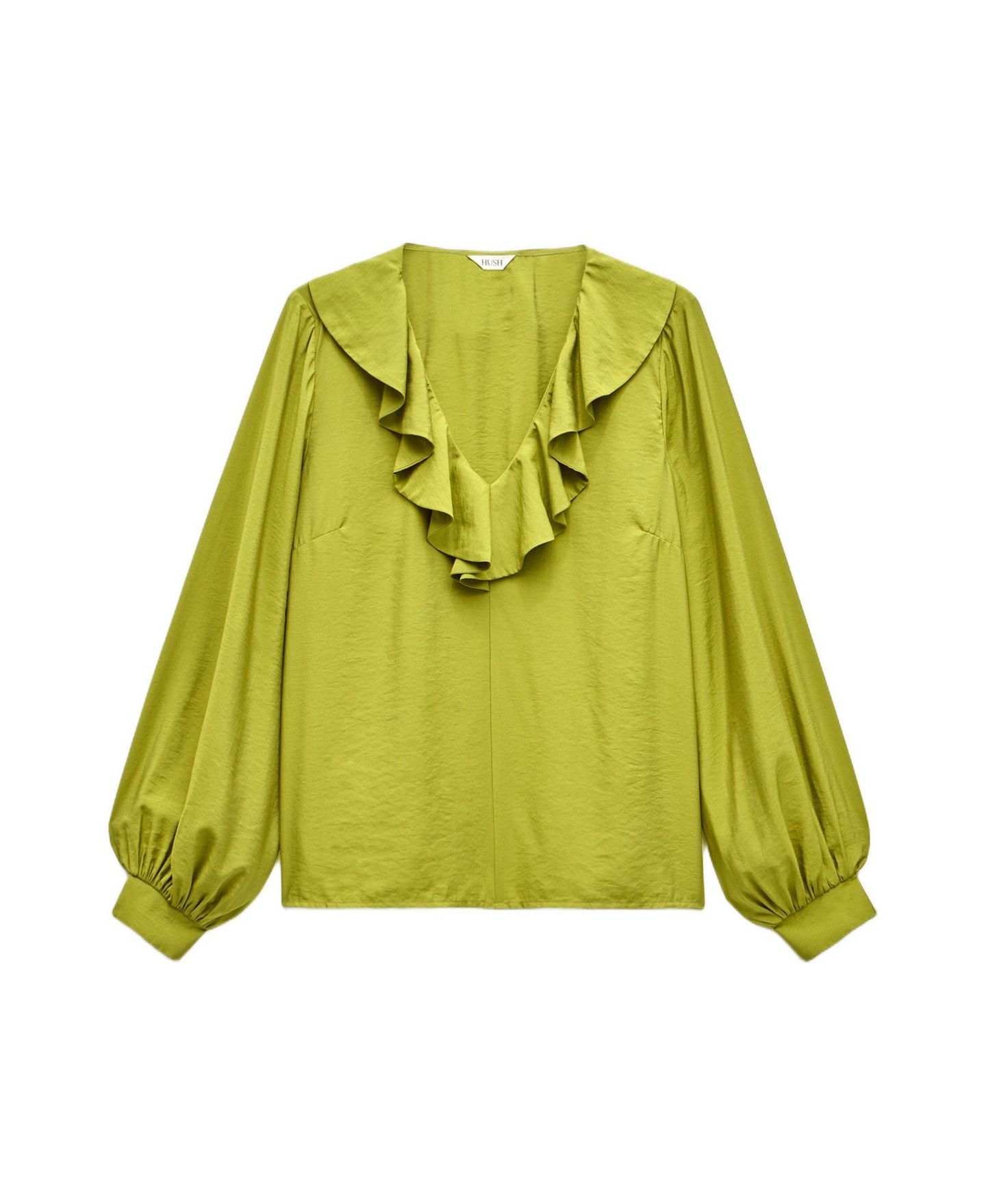 Женская блузка Hush Air Flow Ruffle, цвет: Оливковый зелёный — фото 2