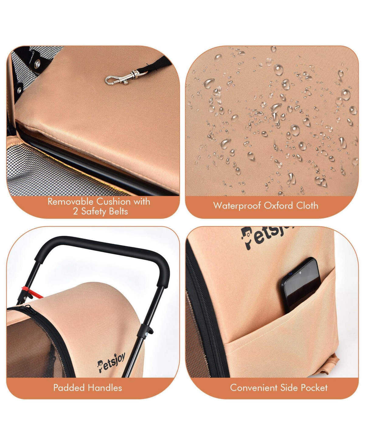 Sugift 4-in-1 Double Pet Stroller with Detachable Carrier and Travel Carriage