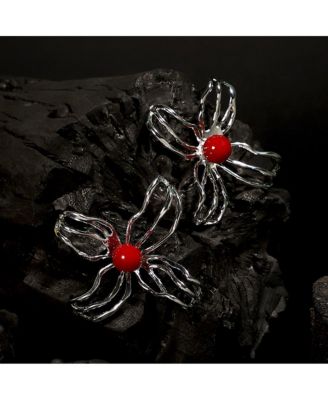 Women's The Arachnid-Flora Statement Earrings - Metallic Silver