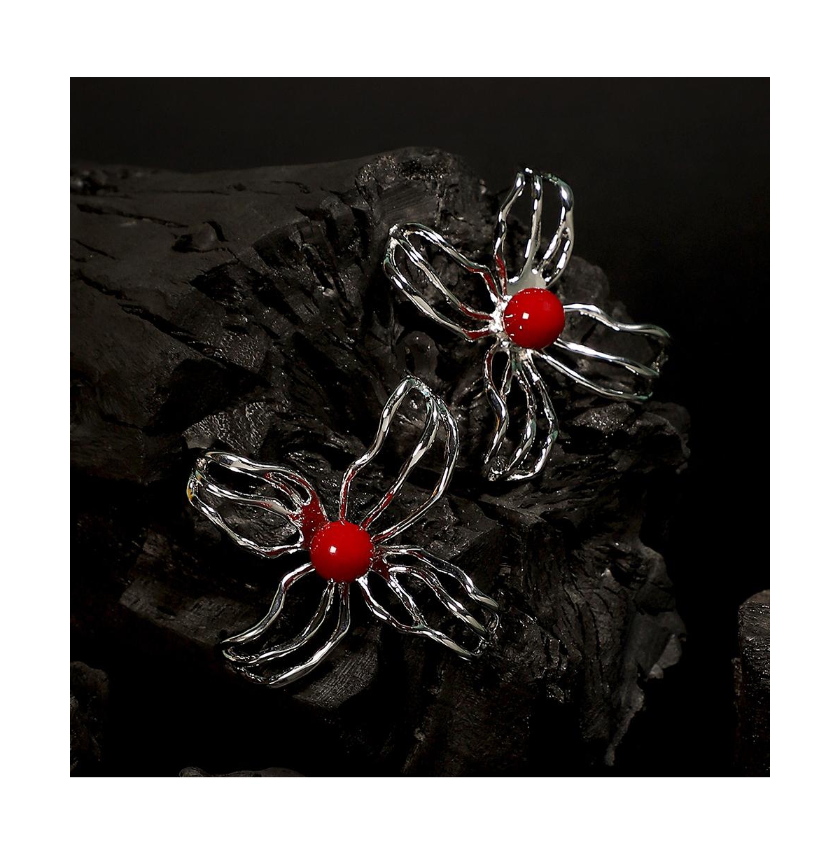 Women's The Arachnid-Flora Statement Earrings - Metallic Silver