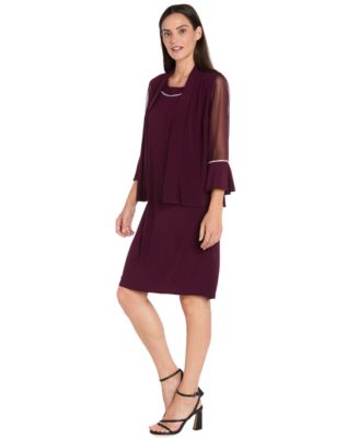 Women's 2-Piece Rhinestone Trim Detail Jacket Dress