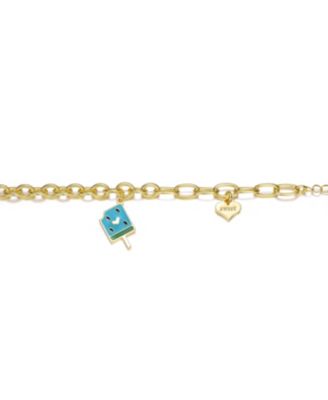 Kids 14K Gold Plated Charm Bracelet - "Sweet Heart & Watermelon Treat"