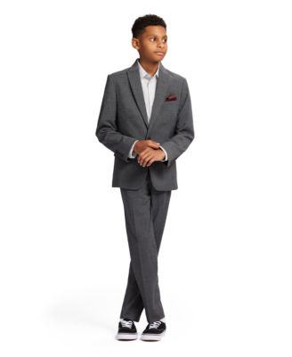 Boys' 8-20 Stretch Textured Windowpane Jacket