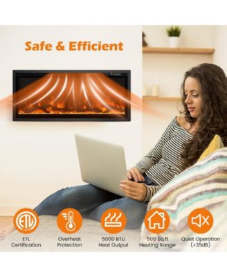 Electric Fireplace in-Wall Recessed with Remote Control and Adjustable Color and Brightness-42 inches