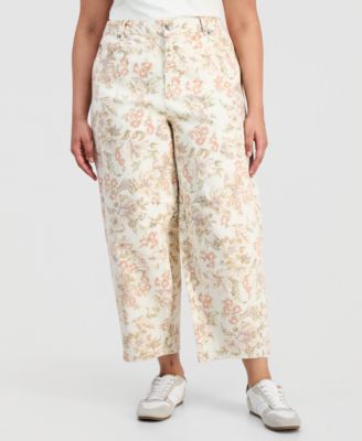 Trendy Plus Size High-Rise Floral-Print Jeans, Macy's Exclusive 