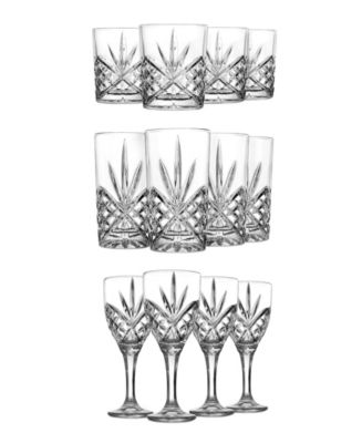 Godinger Dublin Crystal 12-Piece Double Old-Fashion, Goblet, and Highball Glassware Set - Macy's