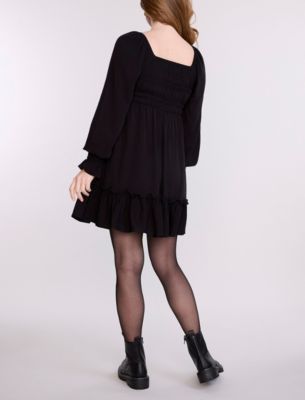 Maternity Motherhood V-Neck Long Sleeve Smocked Tiered Short Dress