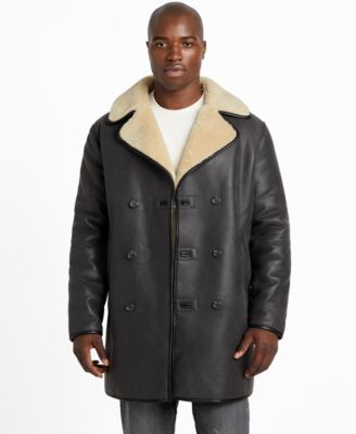 Men's Double Breasted Faux Leather Coat