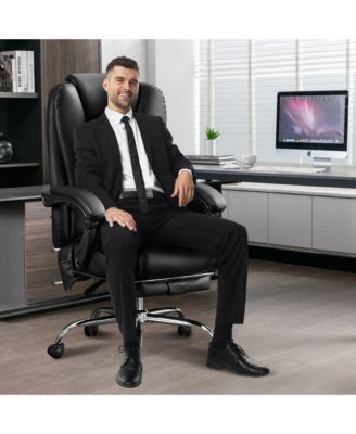 Massage Office Chair with Heat and 6 Vibration Points,Executive Office Chair with Foot Rest and Padded Armrests