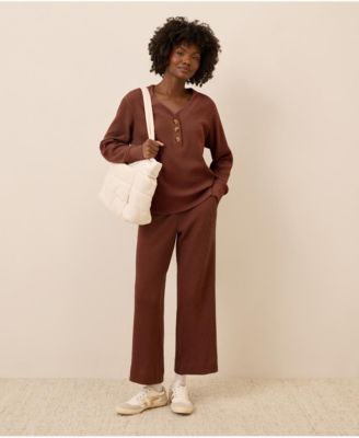 Women's Thermal Waffle Henley Pullover