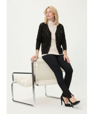 Women's Rib Knit Cardigan with Sequin Detail Sweater
