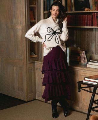 Women's Embroidered Ribbon Turtleneck Sweater