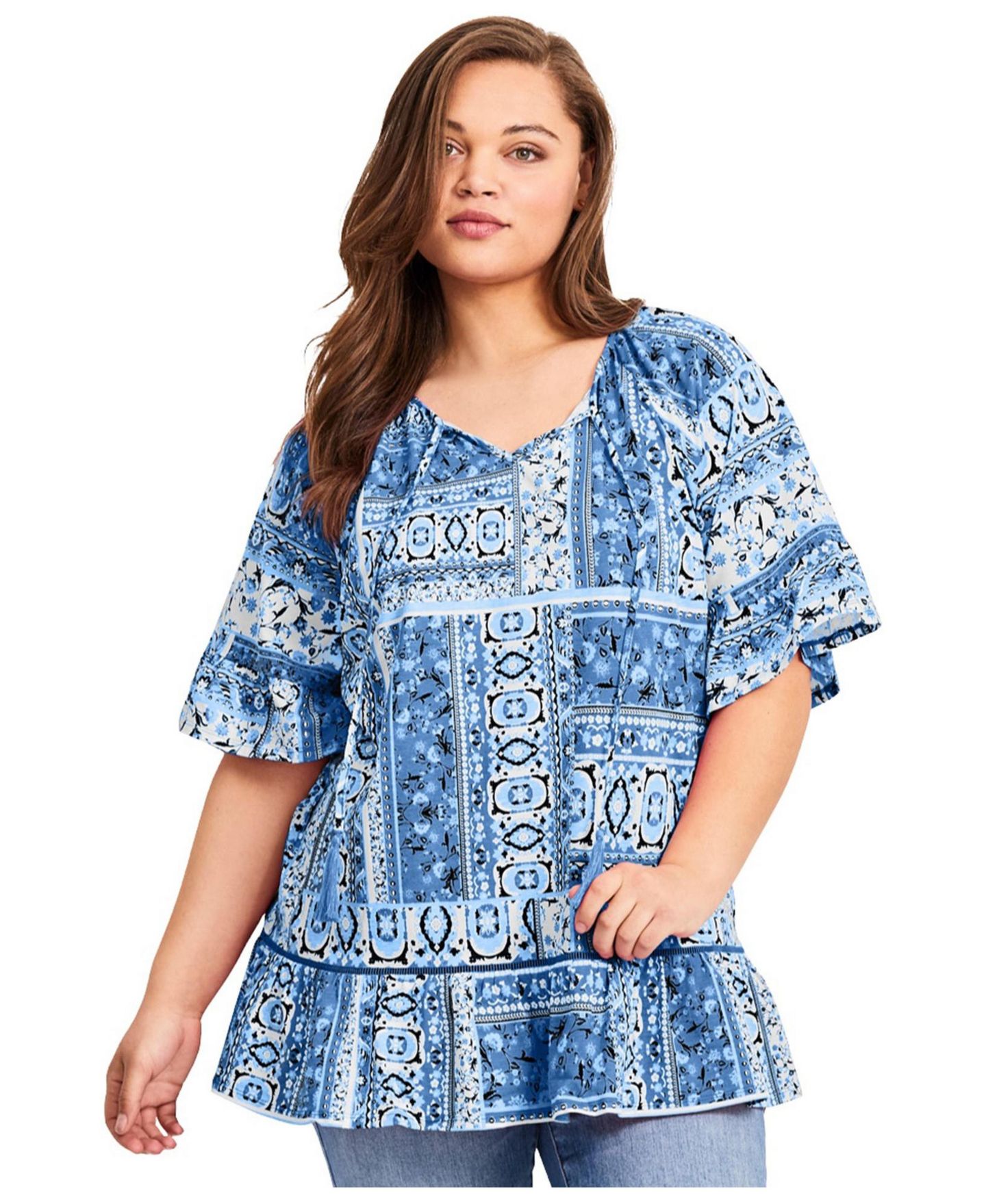 Женский топ Avenue Flutter Sleeve, цвет: Синий — фото 1