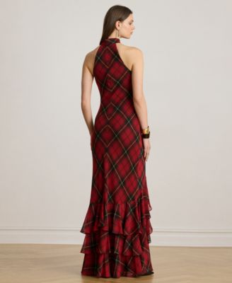 Women's Plaid Tiered Long Dress