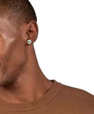 Men's Arthor Silver-Tone Stainless Steel with Enamel Crocodile Stud Earrings