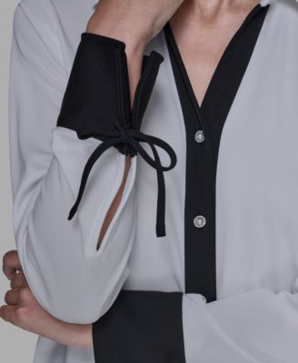 Women's Contrast Collared Top