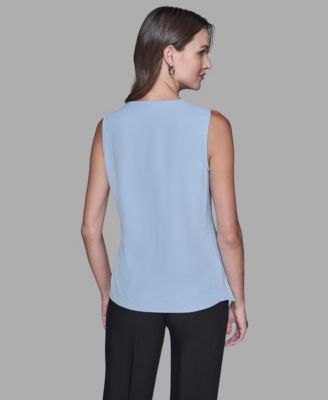 Women's Sleeveless V-Neck Bow Detail Top