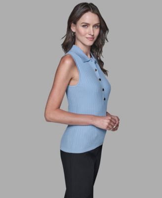 Women's Sleeveless Collared Sweater