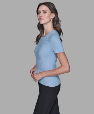 Women's Ribbed Short-Sleeve Sweater