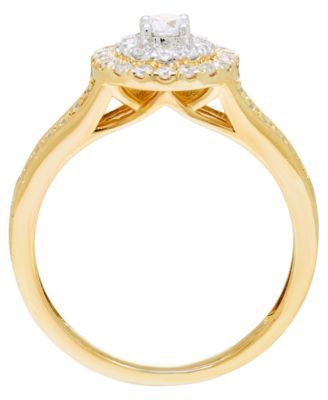 Diamond Halo Ring (1/2 ct. t.w.) in 14k Two-Tone Gold