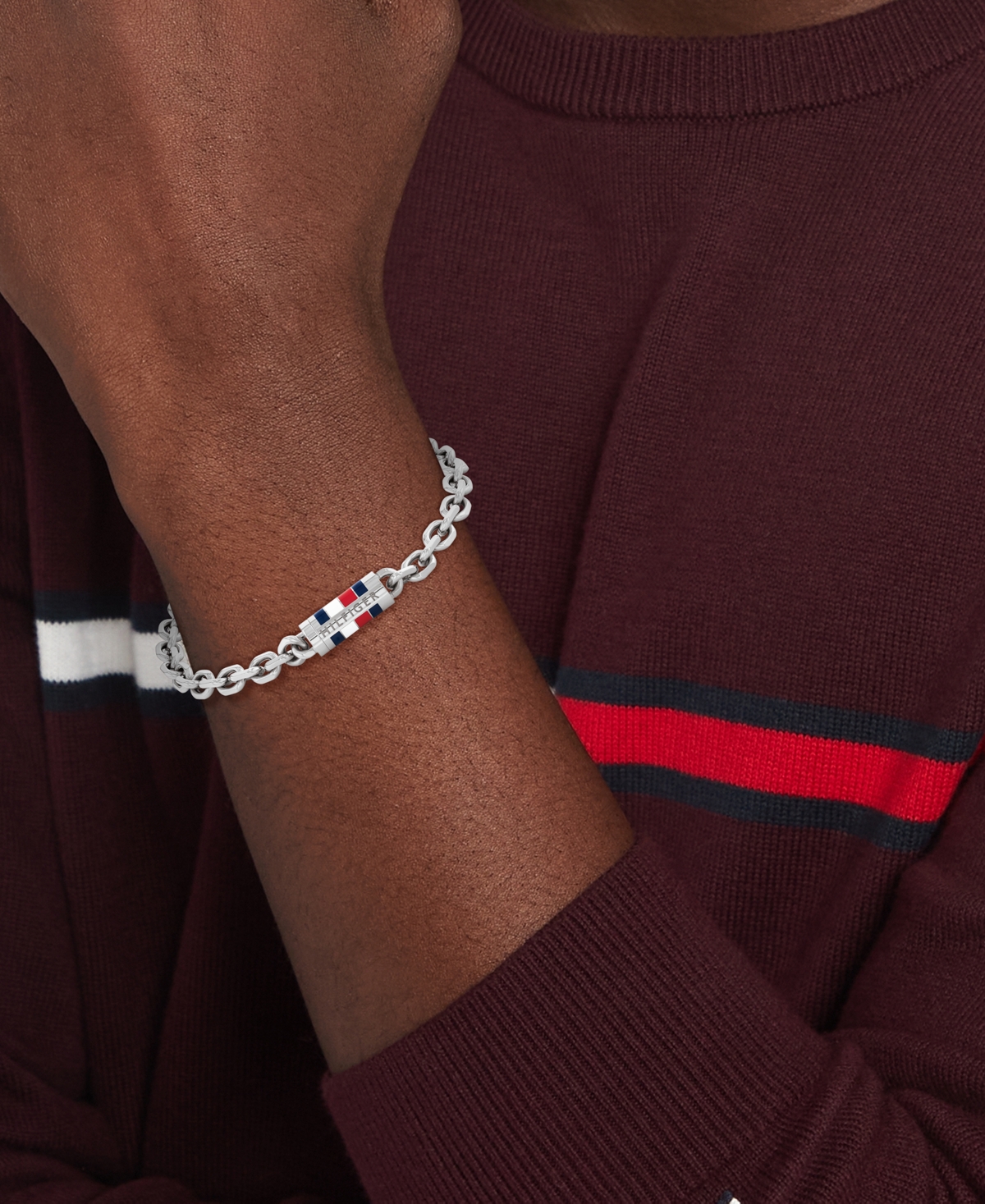 Tommy Hilfiger Men's Silver-tone Stainless Steel Chain Bracelet